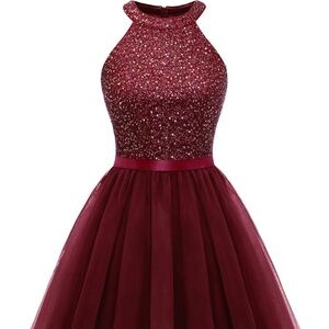 Dressystar Women's Short Halter Cocktail Party Dress Lace Tulle Homecoming Prom